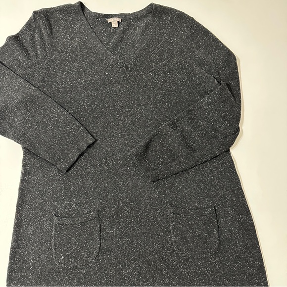 J. Jill Charcoal Grey Marled Silk & Cotton Knit Boho Sweater Dress  XL - Picture 9 of 9